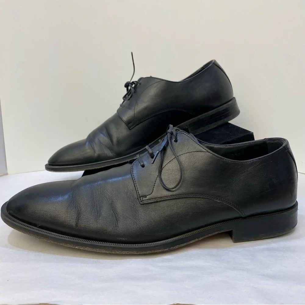 Hugo Boss Men’s Black Leather Dress Shoes Made in Italy Size 10.5
